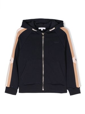 Chloé Kids cardigan zippé à logo brodé - Bleu