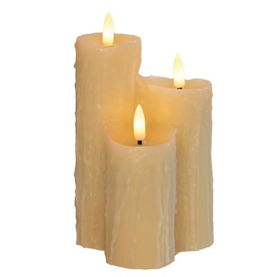 LED Druipkaarsen set - 3x - wit - 16 x 11 cm - wax - kaarsen - stompkaarsen