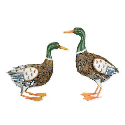 A PAIR OF METAL WILD DUCKS