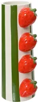 Decoris vaas keramiek aardbei 10.5x7.8x20.7cm groen, wit, rood