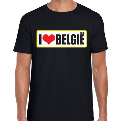 I love Belgie - landen supporters - t-shirt - zwart - voor heren