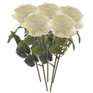 Kunstbloem roos Simone - 5x - wit - 45 cm - decoratie bloemen