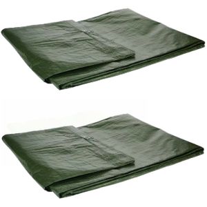 Set van 2x afdekzeilen/dekzeilen groen waterdicht kunststof 90 gr/m2 - 300 x 400 cm