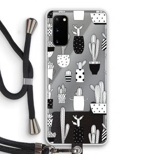 Cactusmotief: Samsung Galaxy S20 Transparant Hoesje met koord