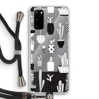 Cactusmotief: Samsung Galaxy S20 Transparant Hoesje met koord