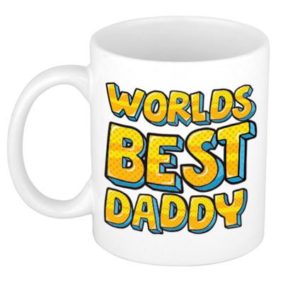 Cadeau koffie/thee mok voor papa - beste papa - geel - 300 ml - vaderdag Cadeau koffie/thee mok voor papa - beste papa - geel - 300 ml - vaderdag