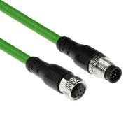 ACT SC3801 Industriële Sensorkabel | M12A 8-Polig Male naar M12A 8-Polig Female | Ultraflex TPE kabel | Afgeschermd | IP67 | Groen | 1,5 meter