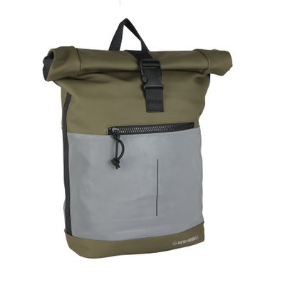 New Rebels Bowie New York Olijf Groen 21L Rugzak Rolltop Reflectie Waterafstotend Laptop 15.6"