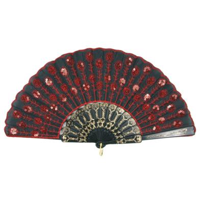 Spaanse waaier met pailletten - Rood - Spaanse verkleed jurken accessoires - Verkoeling