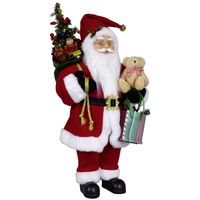 Kerstman beeld - H45 cm - rood - staand - kerstpop   - - thumbnail