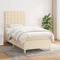 Boxspring met matras stof crèmekleurig 90x200 cm