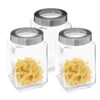 5Five keuken voedsel voorraad bewaar pot Thor met draaideksel - 3x - glas - 1600 ml - 11 x 19 cm