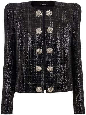 Balmain veste en tweed à sequins - Noir