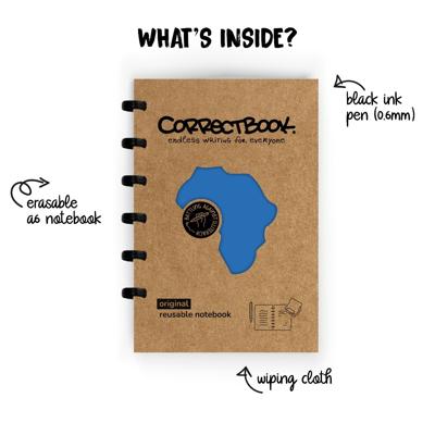 Correctbook Original Earthy Blue A6 Blanco - Uitwisbaar / Herschrijfbaar Notitieboek