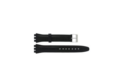 Horlogeband Swatch 21414.10.17.C Leder Zwart 17mm