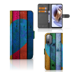 Motorola Moto G31 | G41 Book Style Case Wood Heart - Cadeau voor je Vriend