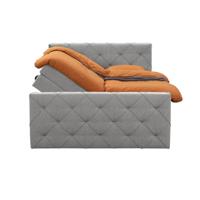 Leen Bakker - Boxspring Met Opbergruimte En Voetbord Liv Geruit - Licht - 160x200cm - Stof - Grijs