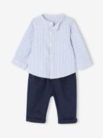 Gestroomde overhemd + broek baby marineblauw Gestroomde overhemd + broek baby marineblauw