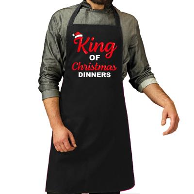 Keuken schort voor heren - King of Christmas dinners cadeau - zwart - Kerst cadeau - kerstdinner