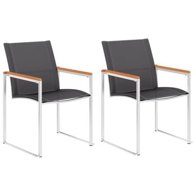 Tuinstoelen 2 st textileen en roestvrij staal grijs