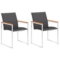 Tuinstoelen 2 st textileen en roestvrij staal grijs