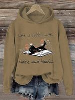 Fun Cat Print Women's Hooded Sweatshirt - thumbnail