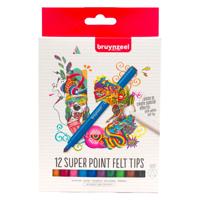 Bruynzeel super point viltstiftenset, 12 kleuren Bruynzeel super point viltstiftenset, 12 kleuren