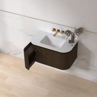 Badmeubelset Sanilux Eleganza 80 cm Keramiek Zonder Kraangat Dark Walnut