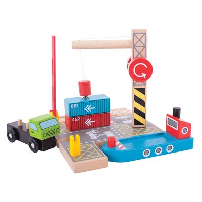 Bigjigs houten rails container scheepswerf