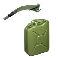 Jerrycan met schenktuit - legergroen - 20L - metaal - brandstof geschikt