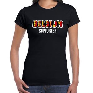 Zwart t-shirt Belgium / Belgie supporter EK/ WK voor dames