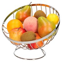 Fruitschaal/fruitmand op voet rond zilver metaal 24 cm - thumbnail