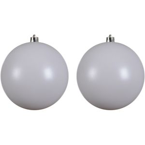 2x Grote winter witte kerstballen van 14 cm mat van kunststof