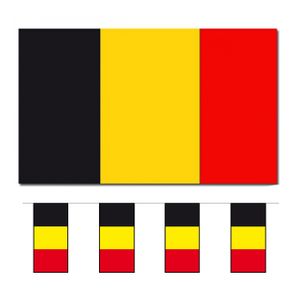 Bellatio Decorations - Vlaggen versiering set - Belgie - Vlag 90 x 150 cm en vlaggenlijn 4 mete