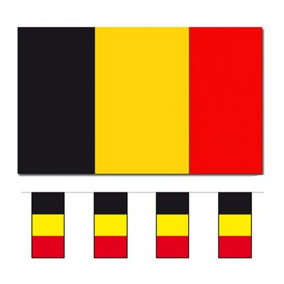 Bellatio Decorations - Vlaggen versiering set - Belgie - Vlag 90 x 150 cm en vlaggenlijn 4 mete