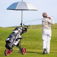 Golf Duwkar 3 Wielen Draaibare Opvouwbare Duw Trek Golftrolley met Zitting Scorebord Bekerhouder Parapluhouder Voetrem Rood - thumbnail