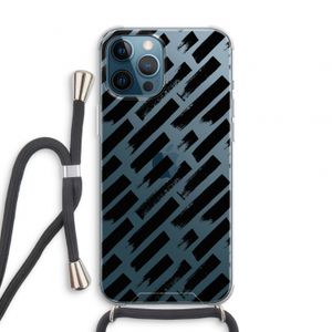 Zwarte vegen: iPhone 12 Pro Transparant Hoesje met koord