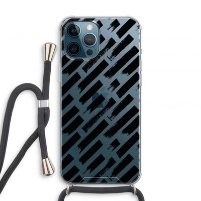 Zwarte vegen: iPhone 12 Pro Transparant Hoesje met koord
