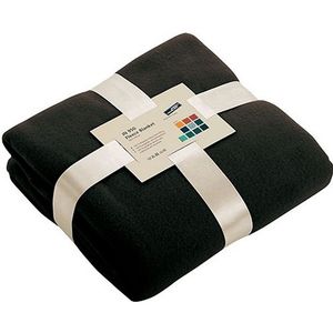 Fleece deken/plaid zwart 130 x 170 cm