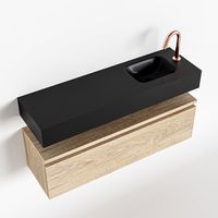 Toiletmeubel Mondiaz Andor | 100 cm | Meubelkleur Washed oak | Lex vrijhangend wastafel Urban Rechts | 1 kraangat