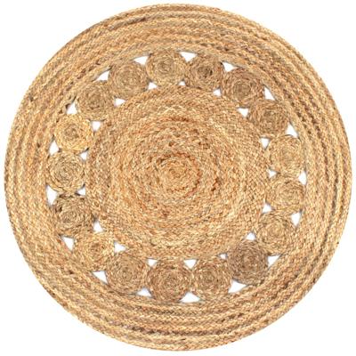 Tapijt met ontwerp rond 90 cm gevlochten jute