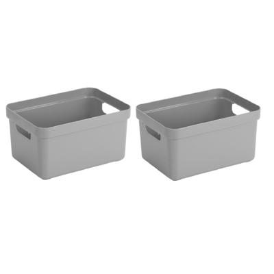 Sunware Opbergbox Sigma - Set van 6x stuks - kunststof - grijs - 13 liter - 35 x 25 x 18 cm - Opberg