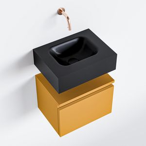 Toiletmeubel Mondiaz Andor | 40 cm | Meubelkleur Ocher | Lex vrijhangend wastafel Urban Midden | Zonder kraangat
