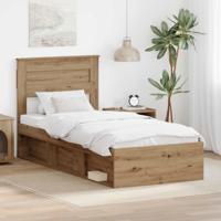 Bedframe Ambachtelijk eiken 90 x 190 cm Massief grenenhout