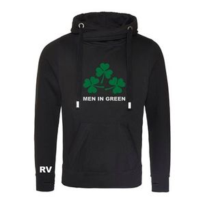 Rugby Vintage - Ierland Men In Green Cross Neck Hoodie - Zwart
