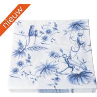 Heinen Delfts Blauw - Servetten - Aapjes - Papier - 17 x 17 cm - thumbnail