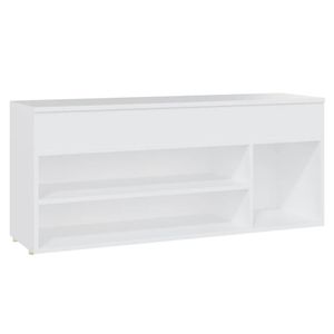 The Living Store Opbergbank - Schoenenkast - 105 x 30 x 45 cm - Wit spaanplaat