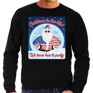 Foute Amerika kerstborrel trui / kersttrui christmas in USA zwart voor heren 2XL (56)  -