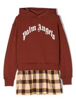 Palm Angels Kids robe-hoodie à logo imprimé - Marron