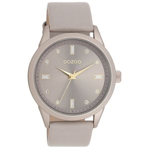 OOZOO C11287 Horloge Timepieces aluminium-leder taupe 40 mm